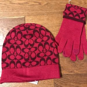 Beautiful Coach hat and glove set. Brand new!